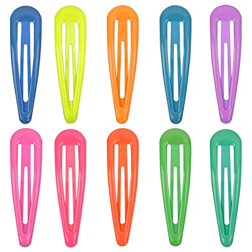 10 Stück Haarklammern Mädchen Bunt, 5 CM Haarspangen Mädchen Kinder Haarspange Snap Bunte Hair Clips Metall Snap Haarclips No Slip, 10 Farben Kinder Haarklammern mit Box für Damen Mädchen von Olinner