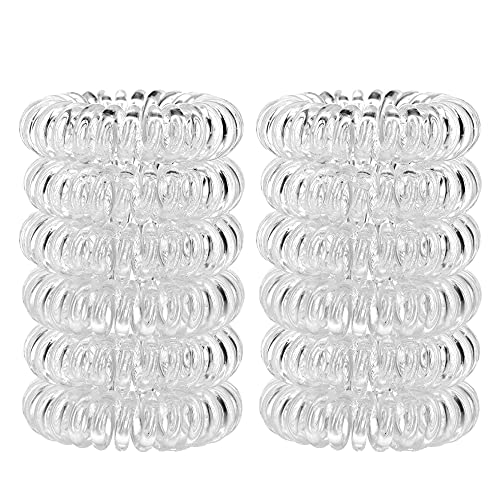 12 Stück Telefonkabel haargummi elastisch Haarband,Transparent Spirale Telefonkabel Anti Spliss Zopfgummi Fitness Haarband Spiral Haargummi für Damen und Mädchen von Olisang