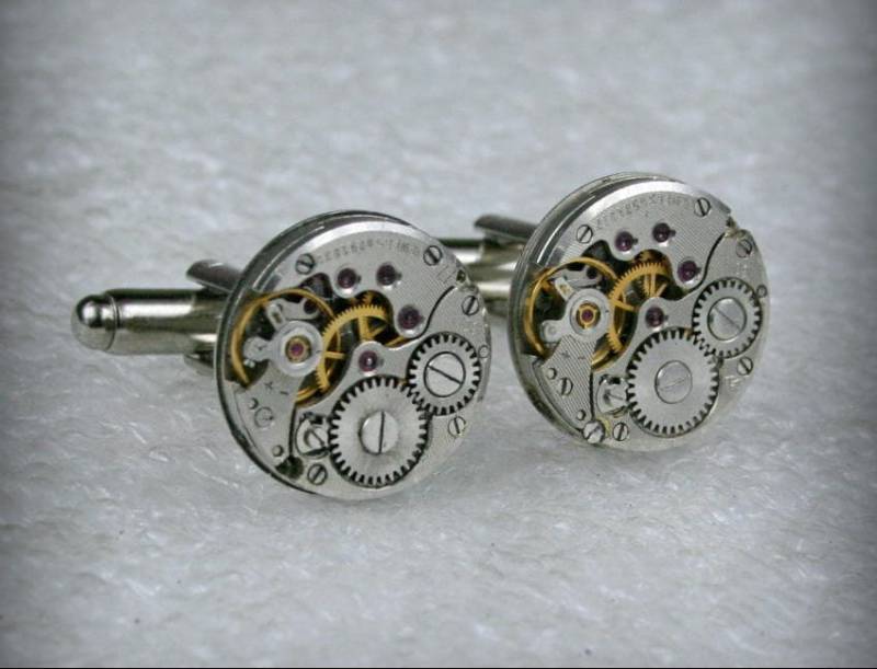 steampunk Uhrwerk Manschettenknöpfe, Vintage Schmuck von Olisava