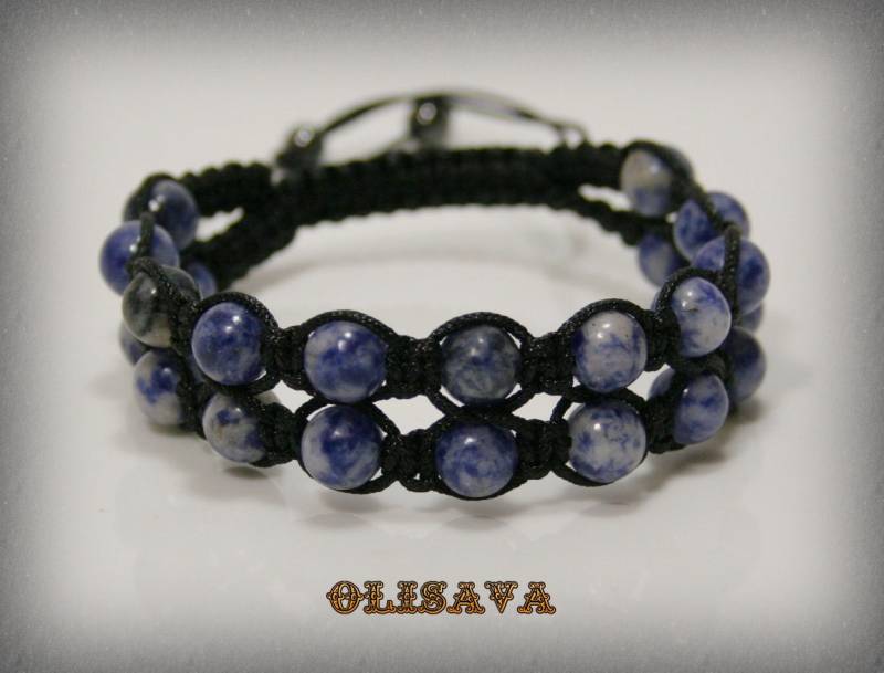 Zweireihiges Lapis Lazuli Shamballa Armband , Herren Edelstein von Olisava