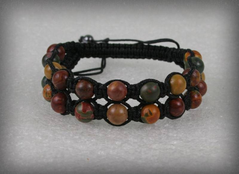 Doppel Männer Shamballa Armband Mit Multicolor Picasso Jaspis Perlen, Steinarmband, Doppelarmband von Olisava