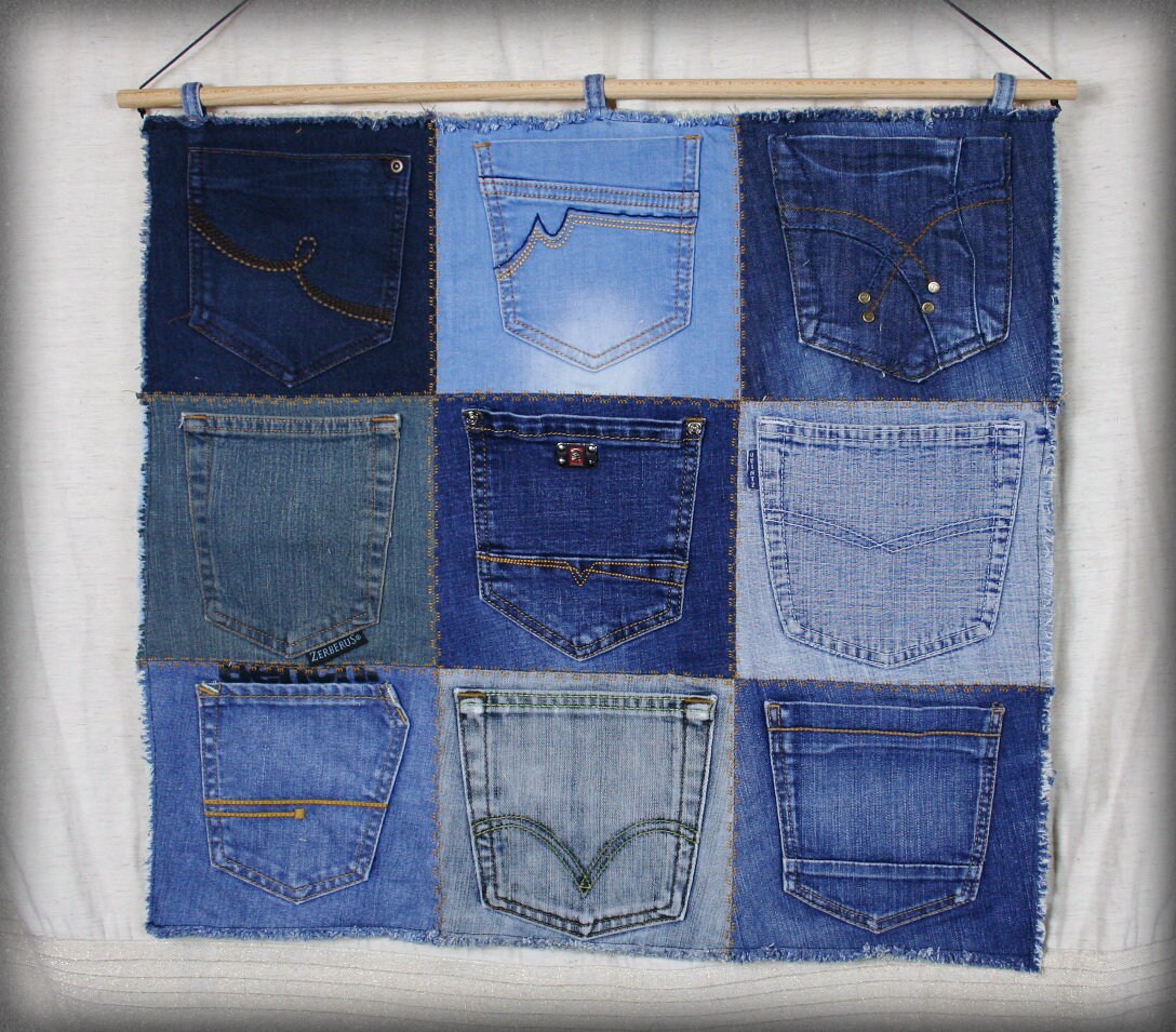 Entryway Organizer , Hängetasche 9 Blaue Jeanstaschen von Olisava