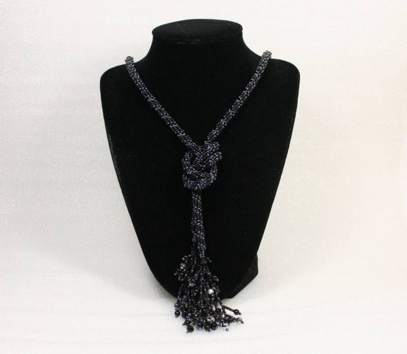 Geschenk Perlen Schwarz Und Grau Lange Halskette Lariat Seil , Rocailles Geschenk Perlen Schwarz Und Grau Lange Halskette Lariat Seil , Rocailles von Olisava