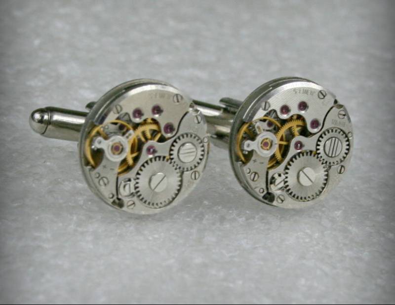 steampunk Uhrwerk Manschettenknöpfe, Vintage Schmuck von Olisava