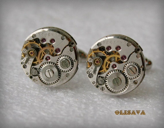 Sale...uhrwerk Manschettenknöpfe, Steampunk Manschettenknöpfe. Schmuck. Vintage Uhrwerk Manschettenknöpfe von Olisava