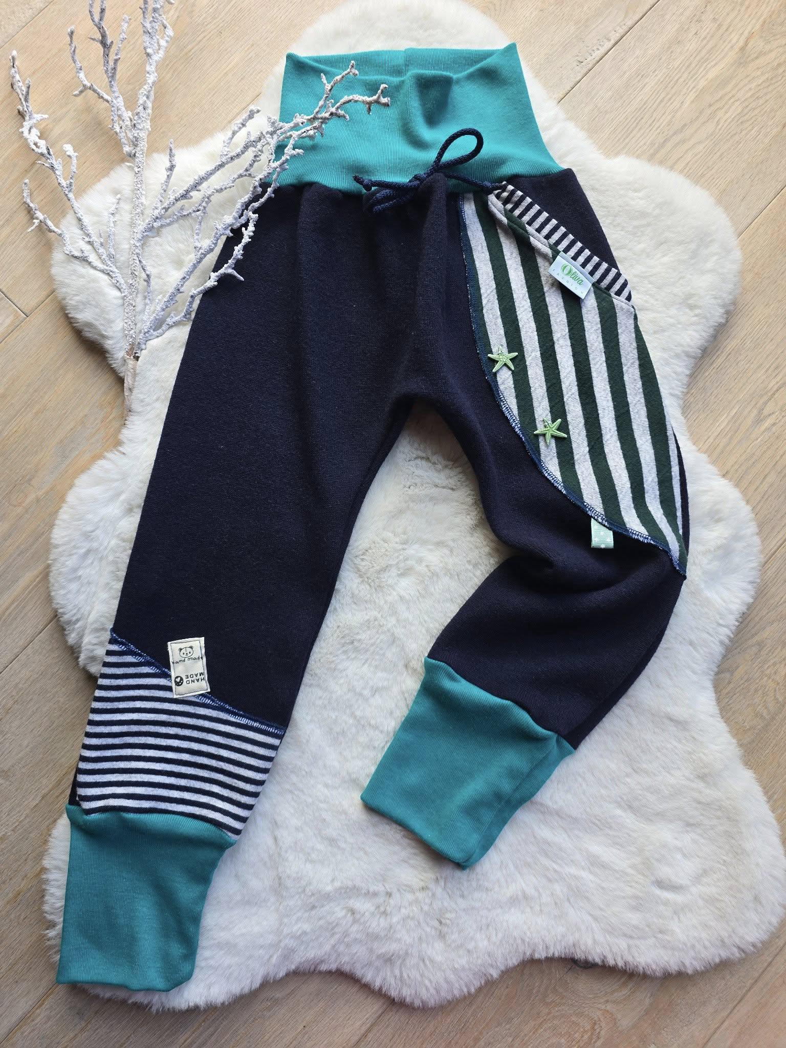 Warme Jungen Pumphose Aus Winterstrick Gr.110-116 - Mitwachsend, Gemütlich, Dunkelblau Handgemacht, Unikat, Verschiedene Modelle von OlivaFashion