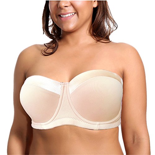 Olivachel Damen Trägerloser BH 34-46 C/D/DD/E 1/2 Cup Seamless Plus Size Balconette BH H059 - Beige - 85F von Olivachel