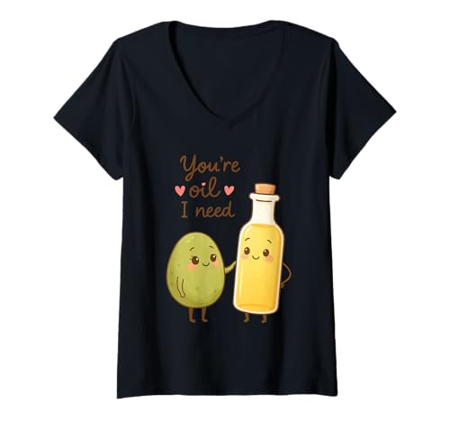 Damen Du bist Öl, das ich Brauche T-Shirt mit V-Ausschnitt Damen Du bist Öl, das ich Brauche T-Shirt mit V-Ausschnitt von Olive Oil Greece