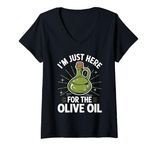 Damen Ich Bin nur Hier für das Olivenöl T-Shirt mit V-Ausschnitt Damen Ich Bin nur Hier für das Olivenöl T-Shirt mit V-Ausschnitt von Olive Oil Greece