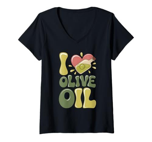 Damen Ich Liebe Olivenöl T-Shirt mit V-Ausschnitt Damen Ich Liebe Olivenöl T-Shirt mit V-Ausschnitt von Olive Oil Greece