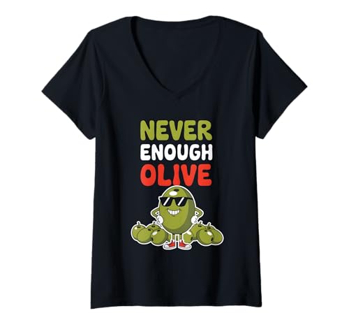 Damen Nie genug Oliven T-Shirt mit V-Ausschnitt Damen Nie genug Oliven T-Shirt mit V-Ausschnitt von Olive Oil Greece