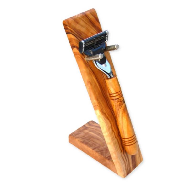 Olivenholz-erleben Nassrasierer Rasierer Halter/Ständer HELGOLAND inkl. Nassrasierer M3, 1-tlg. von Olivenholz-erleben