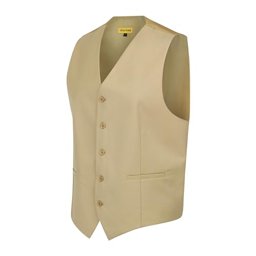 Oliver George Formelle Anzugweste für Herren, geeignet für Business oder Freizeit, formelle Weste, Kleid für Anzug oder Smoking, Beige, 4X-Large von Oliver George