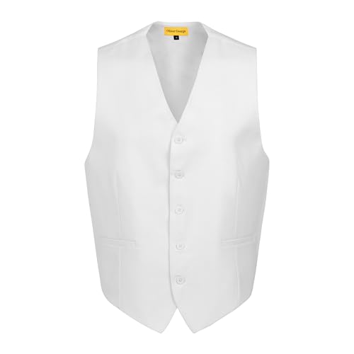 Oliver George Solide formelle Business-Weste für Herren, Weste, Weste für Anzug oder Smoking, Weiss/opulenter Garten, X-Small von Oliver George