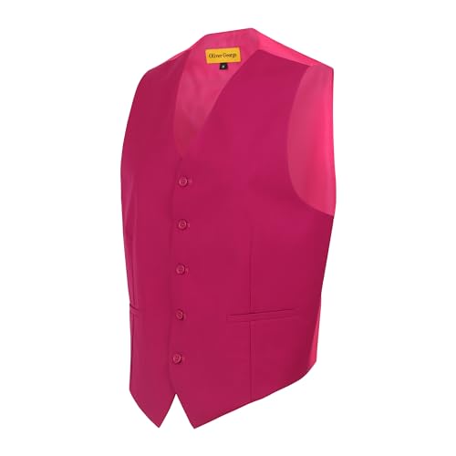 Oliver George Formelle Anzugweste für Herren, geeignet für Business oder Freizeit, formelle Weste, Kleid für Anzug oder Smoking, fuchsia pink, X-Large von Oliver George