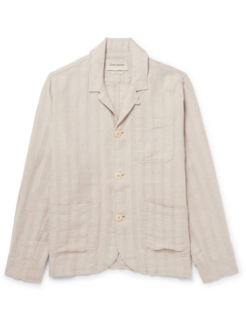 Oliver Spencer - Bradwell Convertible-Collar Striped Linen Jacket - Men - Neutrals - S von Oliver Spencer
