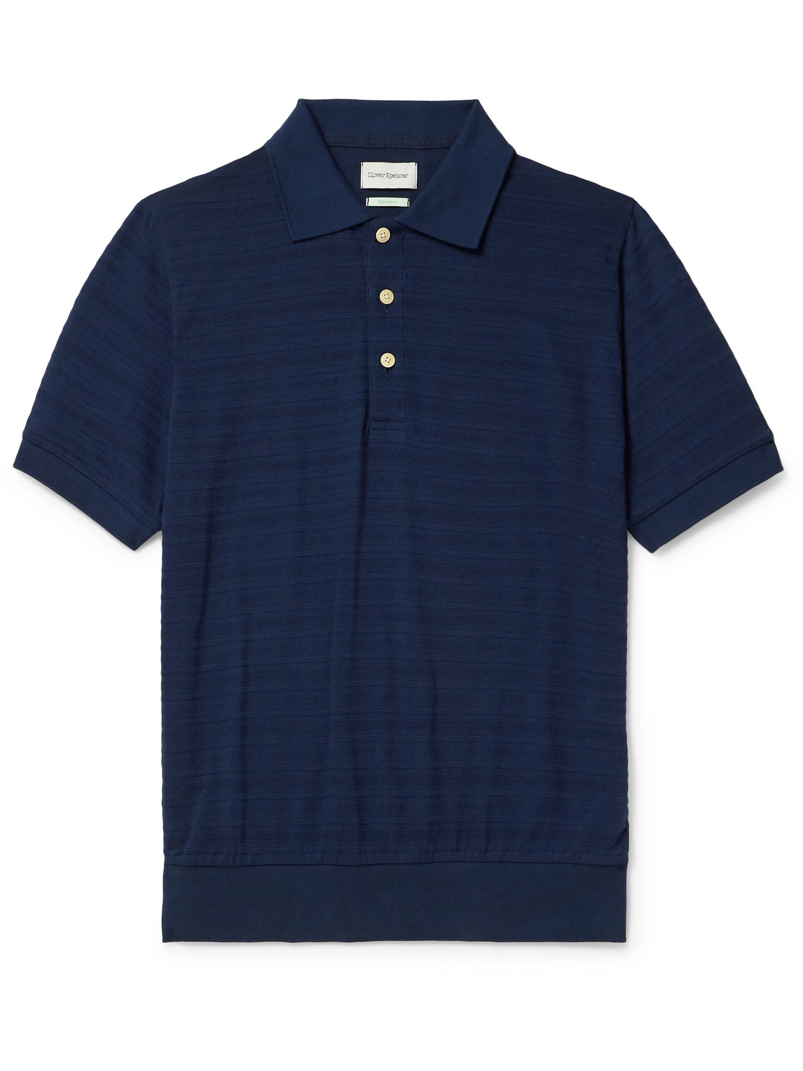 Oliver Spencer - Glendale Ribbed-Knit Polo Shirt - Men - Blue - L von Oliver Spencer