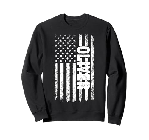 Oliver persönlicher Name American Flag Retro Männer Frauen Sweatshirt von Oliver spezialisierte den ersten Jungen Männer