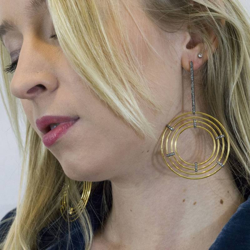 Diamant Creolen - Diamant-Stick-Ohrringe Pave Ohrringe Gold Statement Designer Schmuck von OliverRafCollection