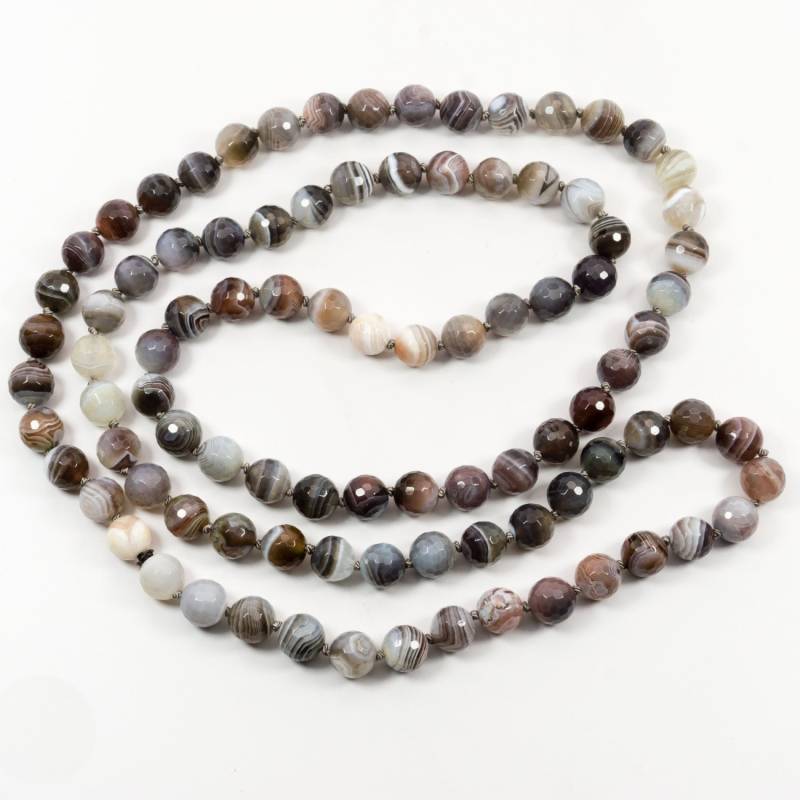 Handgeknüpfte Botswana Achat Halskette - Edelstein Kette Schmuck Lange Perlen Layering Geschenk Idee von OliverRafCollection