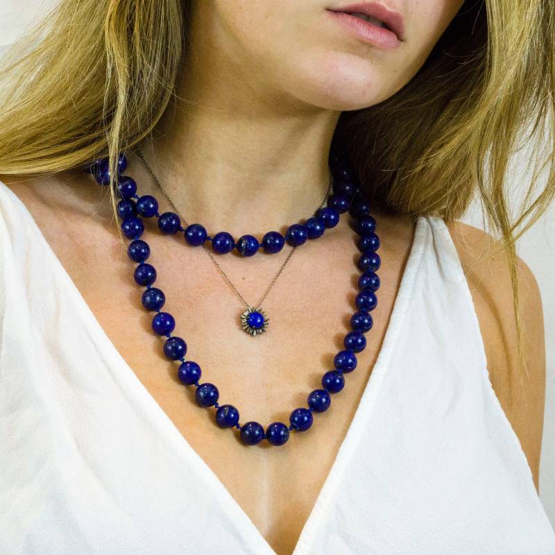 Smaragd Und Diamanten Anhänger - Gelb Saphir Lapis Diamant Baguette Diamant-Anhänger von OliverRafCollection