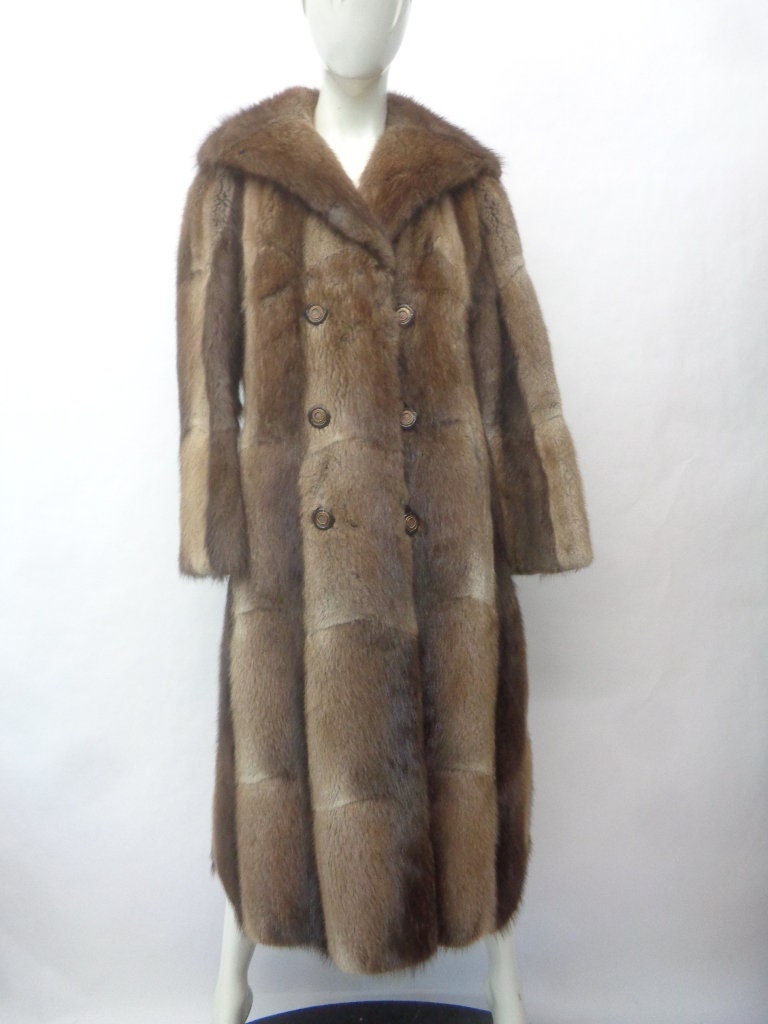 Mint Braun Bisamrat Pelzmantel Jacke Frauen Frau Größe 4-12 Kleine von Oliverfurs