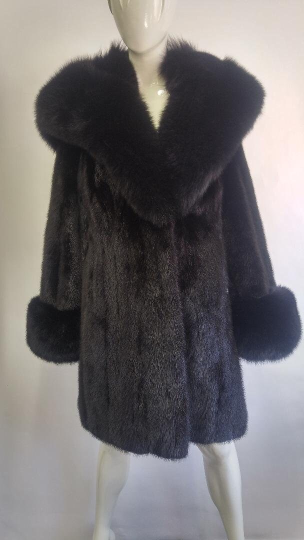 Refurbished Neue Schwarze Nerz & Fuchs Pelz Jacke Mantel W/Kapuze Frauen Größe Alle Maßgeschneiderten von Oliverfurs