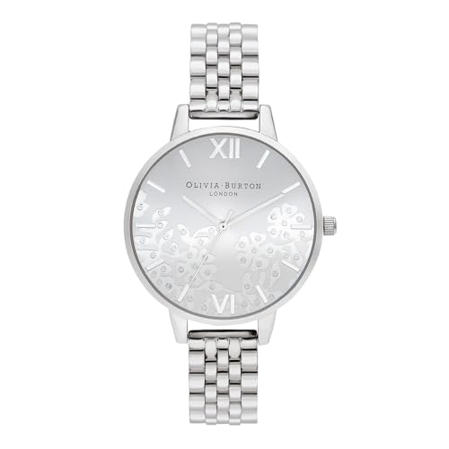 Olivia Burton Analog Quarzuhr für Damen Kollektion Sparkle LACE mit Silbernes Edelstahlarmband - OB16MV101 Olivia Burton Analog Quarzuhr für Damen Kollektion Sparkle LACE mit Silbernes Edelstahlarmband - OB16MV101 von Olivia Burton