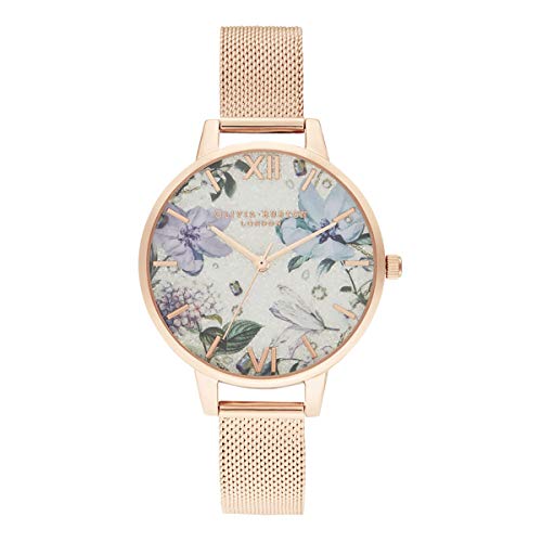 Olivia Burton Analog Quarzuhr für Damen mit Roségoldfarbenes Edelstahlarmband - OB16BF27 von Olivia Burton