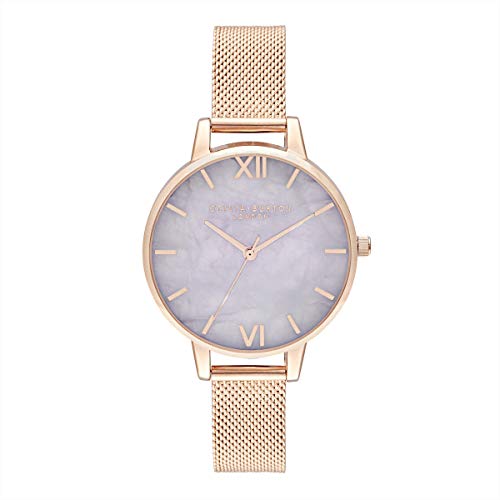 Olivia Burton Analog Quarzuhr für Damen mit Roségoldfarbenes Edelstahlarmband - OB16SP16 von Olivia Burton