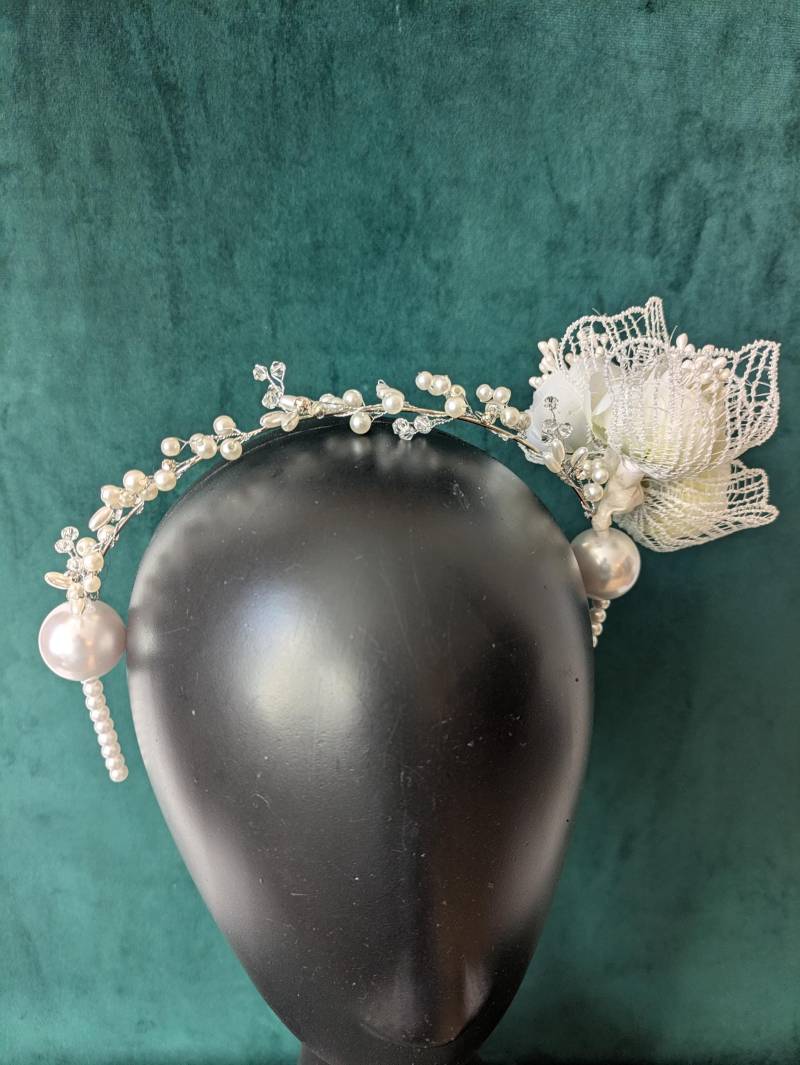Perlen Stirnband Mit Spitze Braut/Party Perlen Stirnband Mit Spitze Braut/Party von OliviaHeadwear