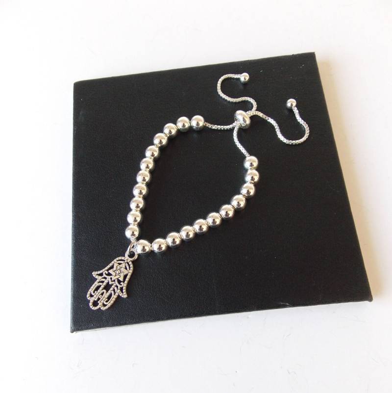 Silber Hamsa Hand Perlenarmband von Oliviadivine