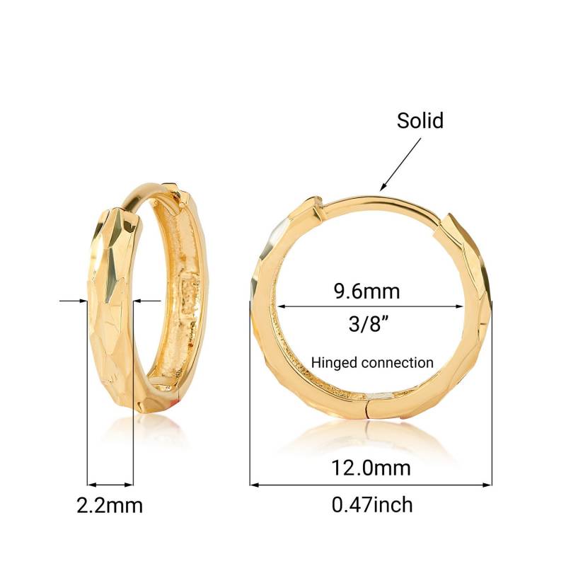 14K Solid Gold Huggie Ohrringe Diamond-Cut Hinged Hoop von OliviasCollectionInc