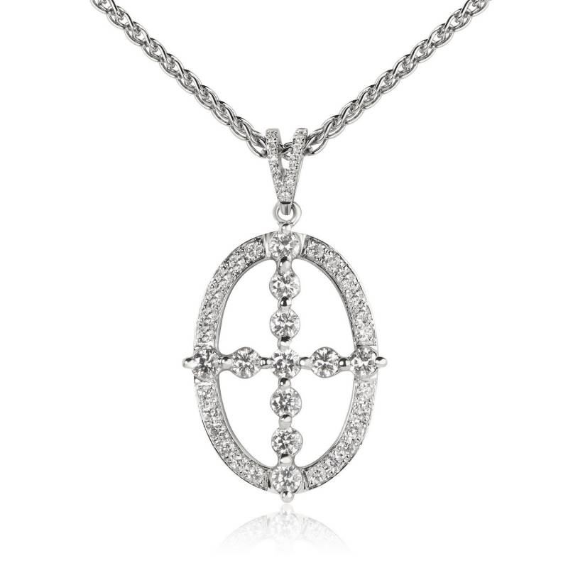 18K Weißgold Diamant Kreuz Anhänger Halskette - 1.00 Karat von OliviasCollectionInc