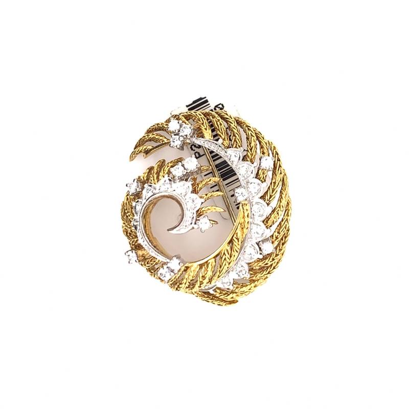 Vintage 18K Gold Diamant Brosche Zweifarbige Pariser Kettennadel von OliviasCollectionInc