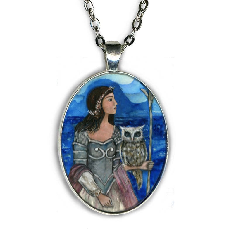 Anhänger Athena Göttin Der Weisheit, Versilbertes Schmuckset von OlivosARTstudio