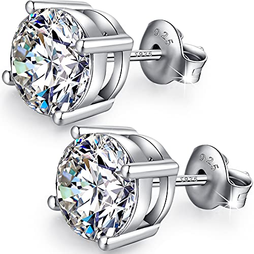 Ohrringe Damen Ohrstecker 925 Sterling Silber Set Schmuck Zirkonia Geschenk für Damen Herren (8mm) von Oliyotz