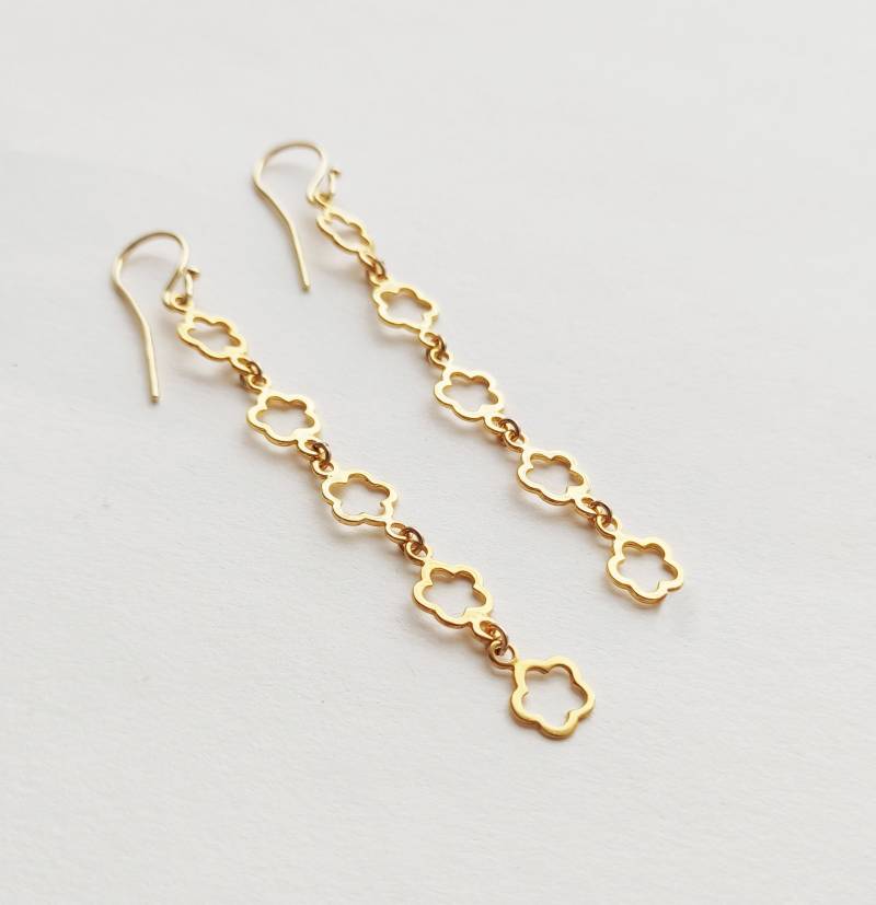 18K Gold Vermeil Daisy Ohrringe Lange Sterling Silber Ohrhänger von OlizzJewelry