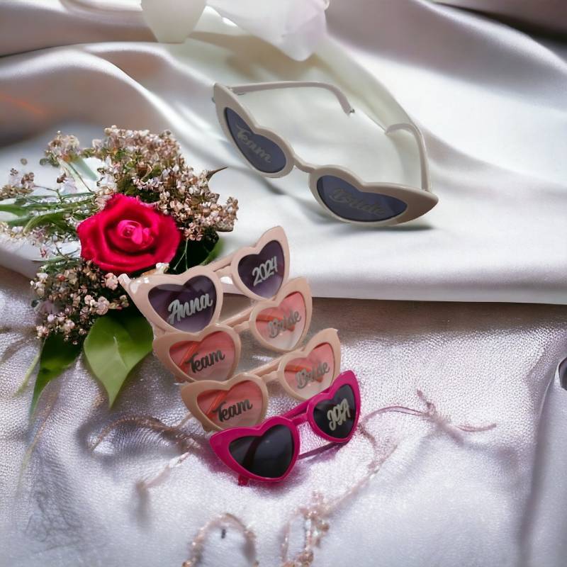 Jga Brillen Mit Beschriftung Set in Pink Und Weiß Junggesellinnenabschied Brille Team Bride von OljaDesignShop