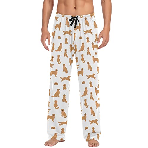 Ollabaky Pyjamahose für Herren PJs Hose Sleep Lounge Hose mit Taschen, Golden Retriever, Medium von Ollabaky
