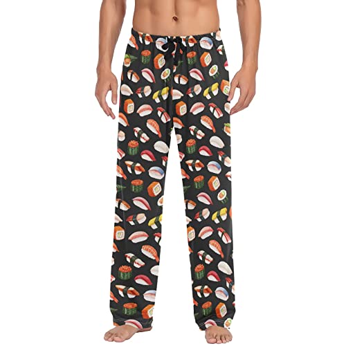 Ollabaky Pyjamahose für Herren PJs Hose Sleep Lounge Hose mit Taschen, S M L XL XXL, Multi- Sushi, X-Large von Ollabaky