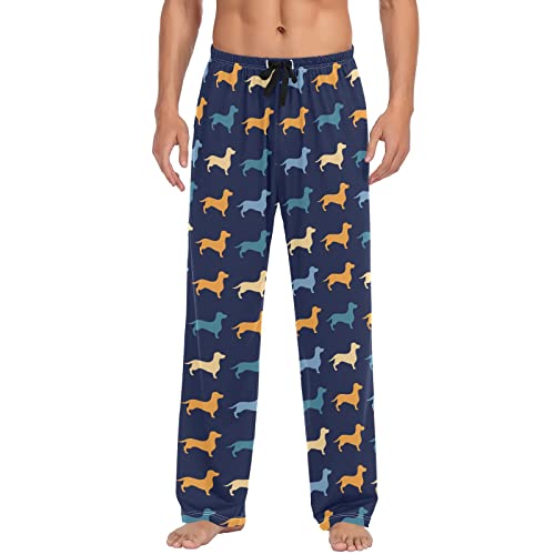 Ollabaky Pyjamahose für Herren PJs Hose Sleep Lounge Hose mit Taschen, S M L XL XXL, Verschiedene Dackel, X-Large von Ollabaky