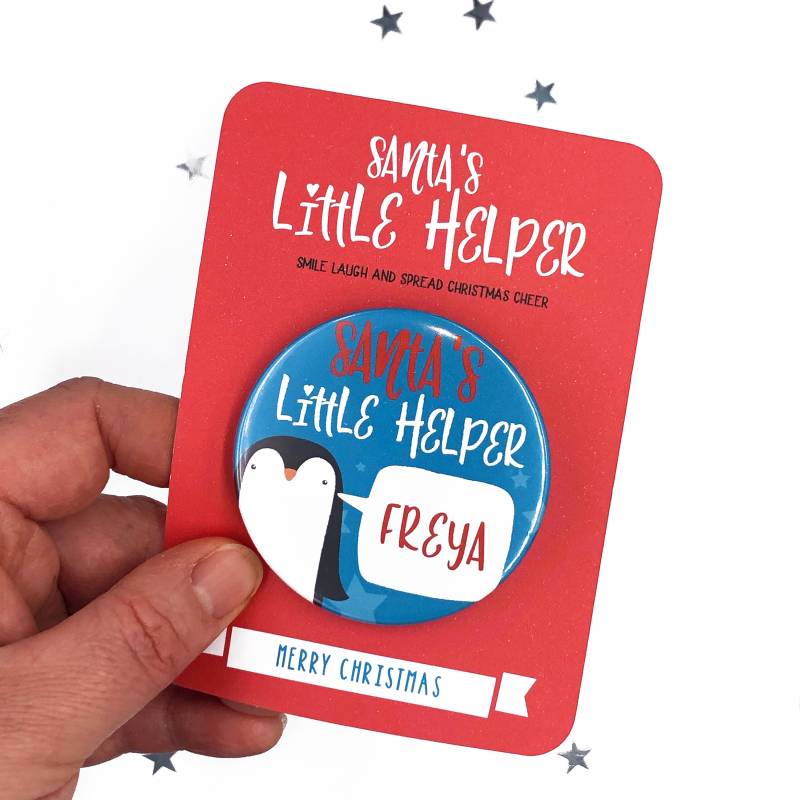 Personalisierter Kleiner Helfer Des Weihnachtsmanns, Weihnachtsanstecker Für Kinder Personalisierter Kleiner Helfer Des Weihnachtsmanns, Weihnachtsanstecker Für Kinder von OllieandFrey