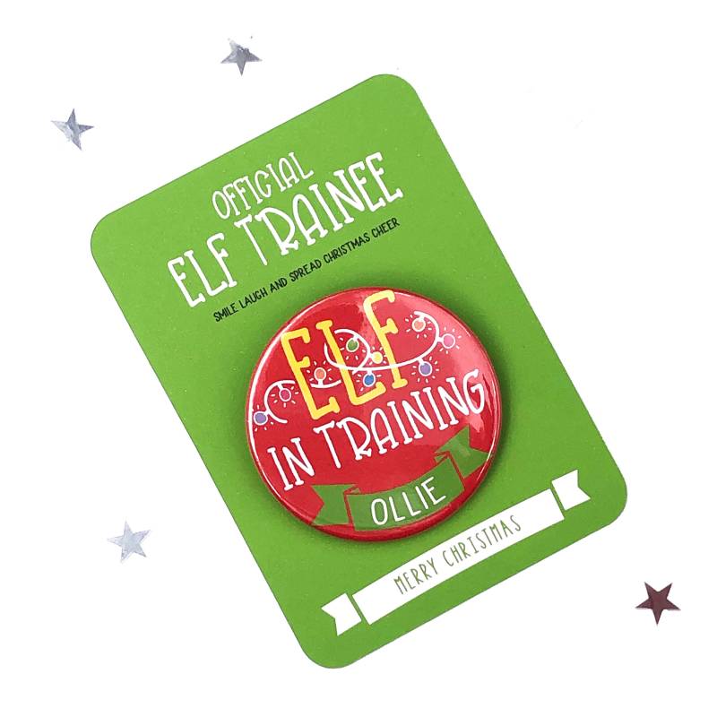 Personalisierter Offizieller Elf Trainee, Weihnachtsanstecker Für Kinder Personalisierter Offizieller Elf Trainee, Weihnachtsanstecker Für Kinder von OllieandFrey
