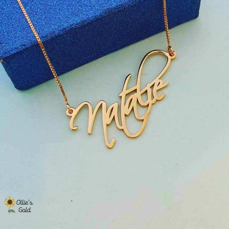 Script 14K Gelbgold Namenskette - Bestellen Sie Einen Beliebigen Namen von OlliesGold