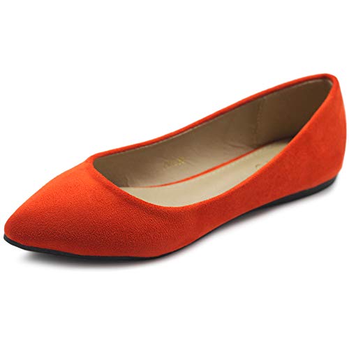 Ollio Damen-Ballettschuh, leicht, Wildlederimitat, mehrfarbig, flach, Orange, 40 EU von Ollio