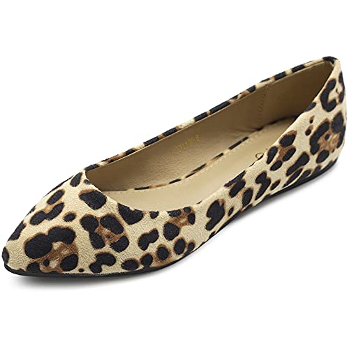 Ollio Damen-Ballettschuh, leicht, Wildlederimitat, mehrfarbig, flach, leopard, 39 EU von Ollio