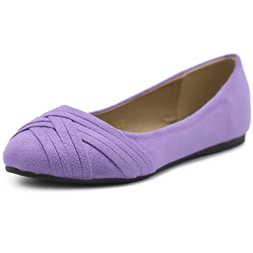 Ollio Damen Ballettschuh Cute Casual Comfort Flat, Flieder, 39 EU von Ollio