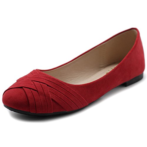 Ollio Damen Ballettschuh Cute Casual Comfort Flat, Rot/Ausflug, einfarbig (Getaway Solids), 40 EU von Ollio