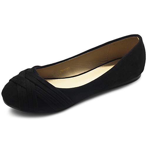 Ollio Damen Ballettschuh Cute Casual Comfort Flat, Schwarz (schwarz), 39 EU von Ollio